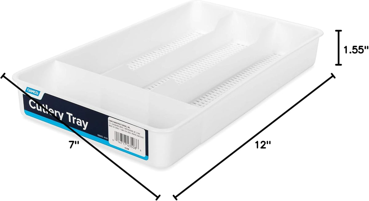 43508 Cutlery Tray - Designed for RV and Compact Kitchen Drawers - Easily Organize and Store Kitchen Flatware - White