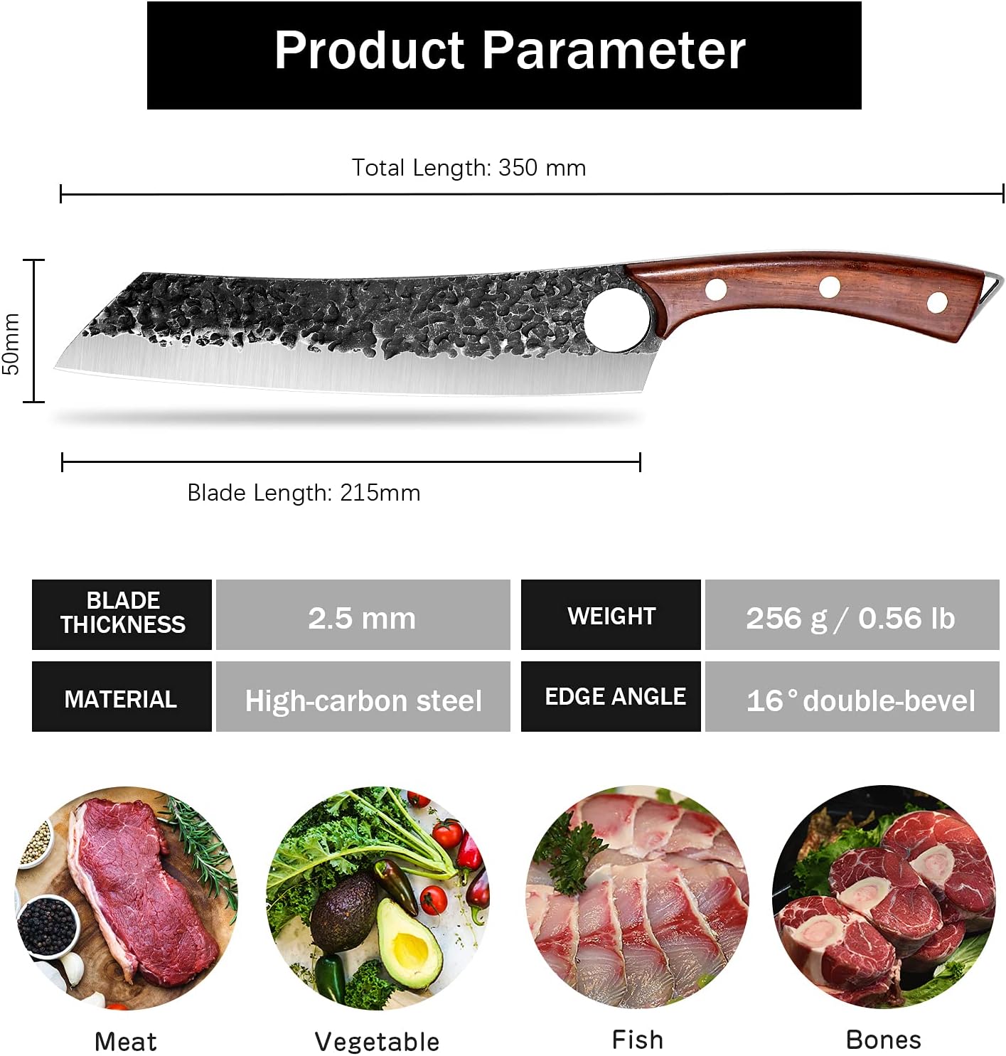 Slicing Carving Knife –Japanese Brisket Knife 8.86 inch | Razor Sharp 7Cr17Mov Steel Blade, Full Tang Ergonomic Handle, Gift Box, for Meat Cutting