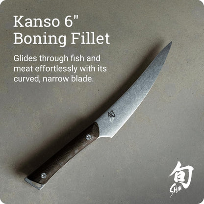 Kanso 6" Boning and Fillet Knife, Handcrafted Japanese Curved Boning Knife, AUS10A Stainless Steel Blade, Tagayasan Handle, Meat and Fish Tool for Professional and Home Chefs