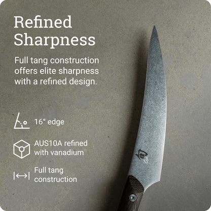 Kanso 6" Boning and Fillet Knife, Handcrafted Japanese Curved Boning Knife, AUS10A Stainless Steel Blade, Tagayasan Handle, Meat and Fish Tool for Professional and Home Chefs