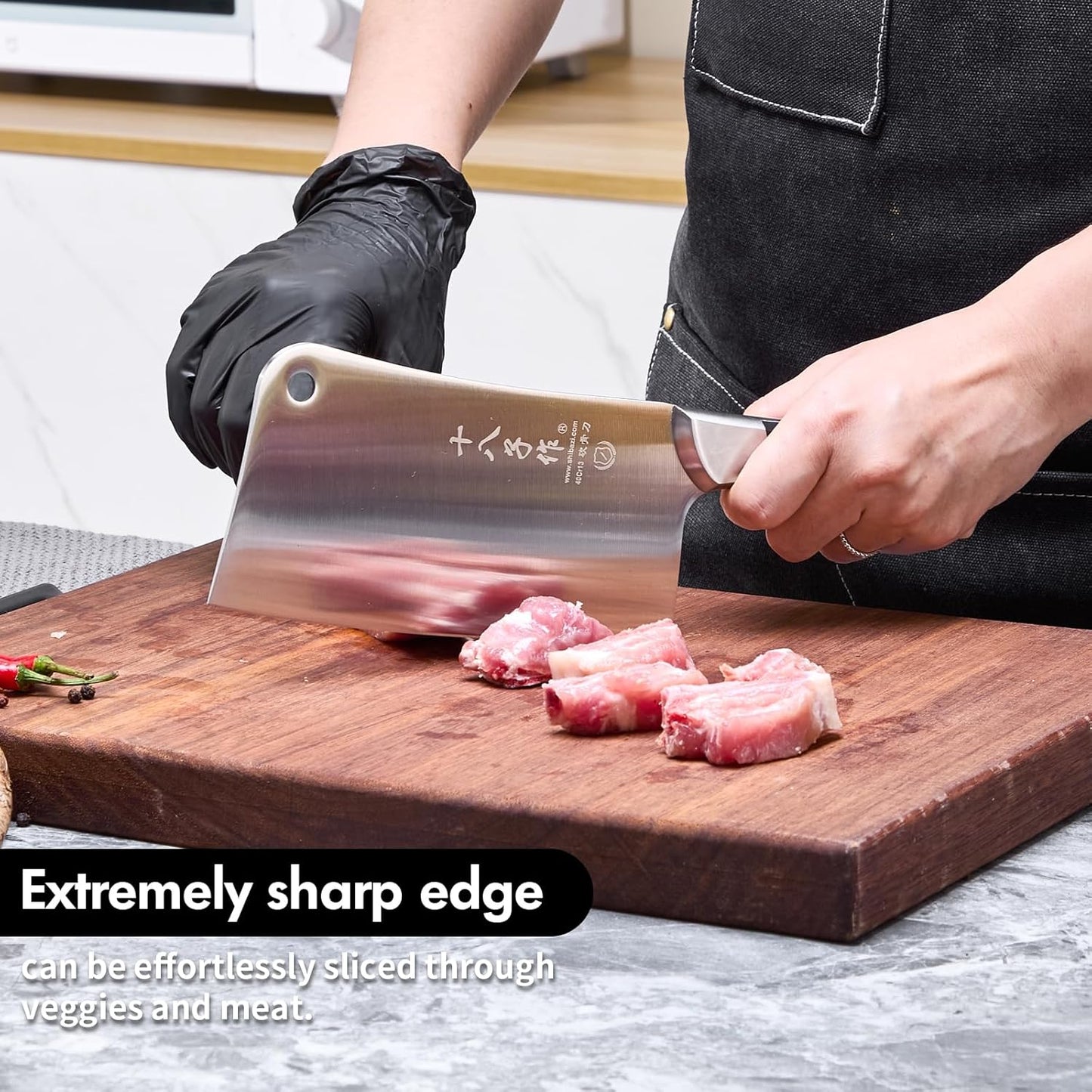 Meat Cleaver Knife, Heavy Duty Cleaver Bone Cleavers Professional Kitchen Vegetable Knife for Effortless Precision Slicing and Chopping