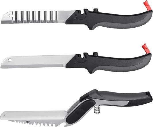2-in-1 Kitchen Scissors with Replaceable Straight & Wavy Blades, Multi-Functional Kitchen Shears with Integrated Cutting Board, Safety Lock & Dishwasher Safe for Food, cheese, Salad, Fruit