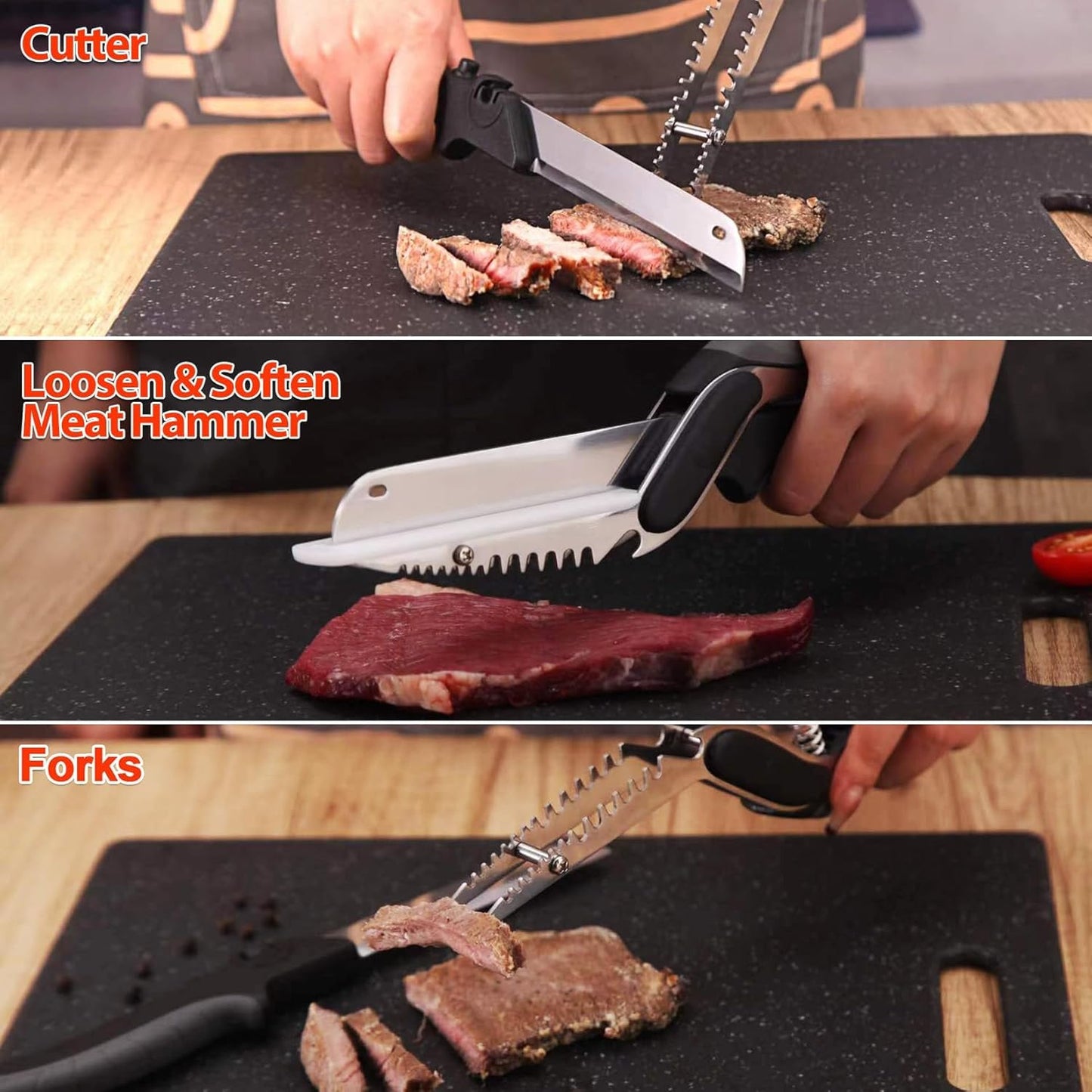 2-in-1 Kitchen Scissors with Replaceable Straight & Wavy Blades, Multi-Functional Kitchen Shears with Integrated Cutting Board, Safety Lock & Dishwasher Safe for Food, cheese, Salad, Fruit