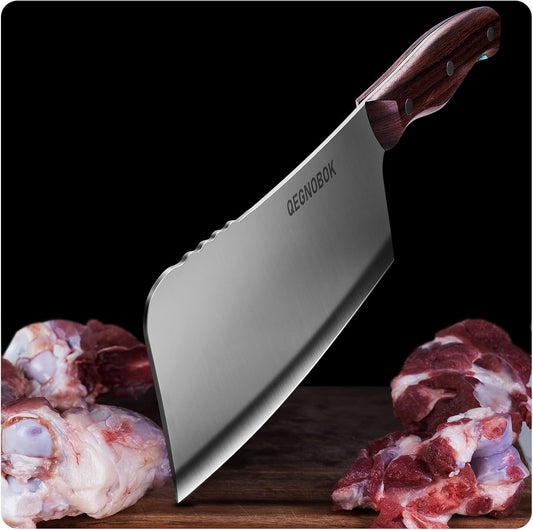 Meat Cleaver Knife, 7 Inch Butcher Knife, Heavy Duty Bone Chopper | Ultra Sharp High Carbon Steel Blade, Ergonomic Non-Slip Handle for Bone Cutting, Vegetable Chopping, Restaurant, Kitchen