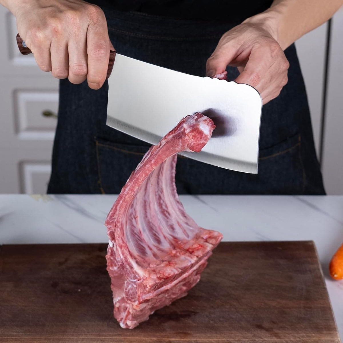 Meat Cleaver Knife, 7 Inch Butcher Knife, Heavy Duty Bone Chopper | Ultra Sharp High Carbon Steel Blade, Ergonomic Non-Slip Handle for Bone Cutting, Vegetable Chopping, Restaurant, Kitchen