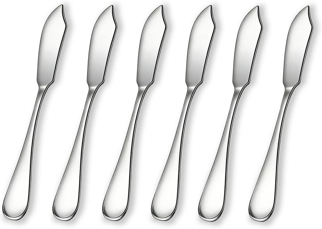 Stainless Steel Butter Knives Set of 6Pcs, 5.7" Butter Spreader Knife Cheese Knives for Butter, Cheese, Organic Strawberry Fruit/Apple Cinnamon/Blackberry/Raspberry/Peach Jam, Dishwasher Safe