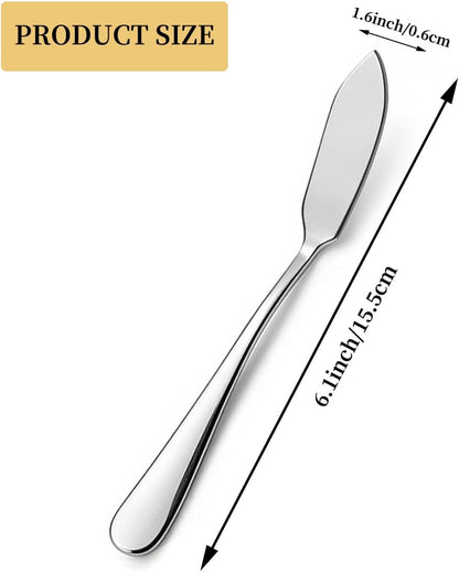 Stainless Steel Butter Knives Set of 6Pcs, 5.7" Butter Spreader Knife Cheese Knives for Butter, Cheese, Organic Strawberry Fruit/Apple Cinnamon/Blackberry/Raspberry/Peach Jam, Dishwasher Safe