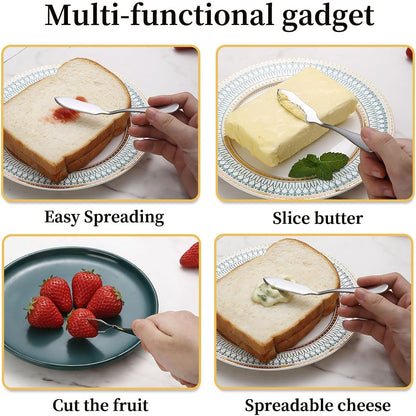 Stainless Steel Butter Knives Set of 6Pcs, 5.7" Butter Spreader Knife Cheese Knives for Butter, Cheese, Organic Strawberry Fruit/Apple Cinnamon/Blackberry/Raspberry/Peach Jam, Dishwasher Safe
