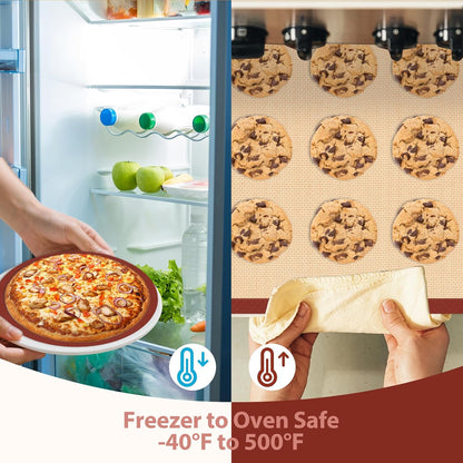 Silicone Baking Mat Set, Nonstick Reusable Liners, 2 Half & 1 Quarter Sheet for Cookies, Bread, Pastry, Dough Prep and Oven Baking