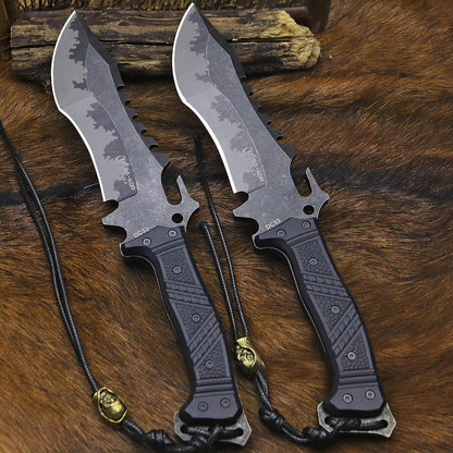 U.S.A 8mm thick DC53 steel 38.5CM (15.4in) (full tang) fixed knife+Nylon sheath&(5.9in) cerium igniter, suitable for outdoor hunting, camping, Jungle Survival, exploration, EDC tool knife