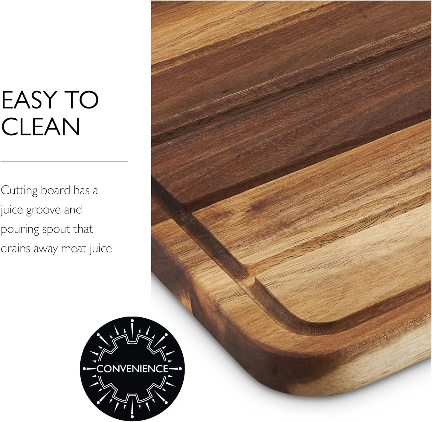 Cole & Mason Berden Large Chopping & Carving Board - Wood Cutting Board - Chopping Board with Juice Channel for Meats, Vegetables and Fruits - Reversible Serving Platter - Acacia, 18.5" x 13.5"