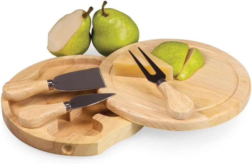 Picnic TIME NFL Brie Cheese Board and Knife Set - Charcuterie Board Set - Wood Cutting Board