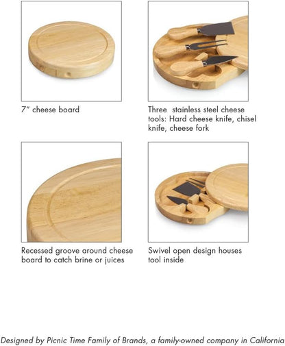 Picnic TIME NFL Brie Cheese Board and Knife Set - Charcuterie Board Set - Wood Cutting Board