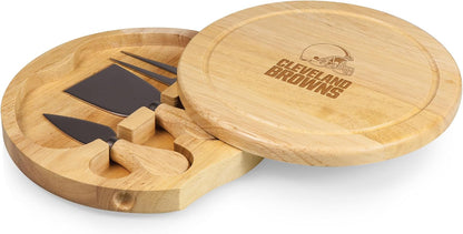 Picnic TIME NFL Brie Cheese Board and Knife Set - Charcuterie Board Set - Wood Cutting Board