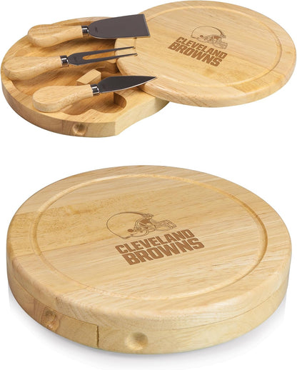 Picnic TIME NFL Brie Cheese Board and Knife Set - Charcuterie Board Set - Wood Cutting Board