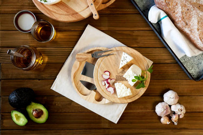 Picnic TIME NFL Brie Cheese Board and Knife Set - Charcuterie Board Set - Wood Cutting Board