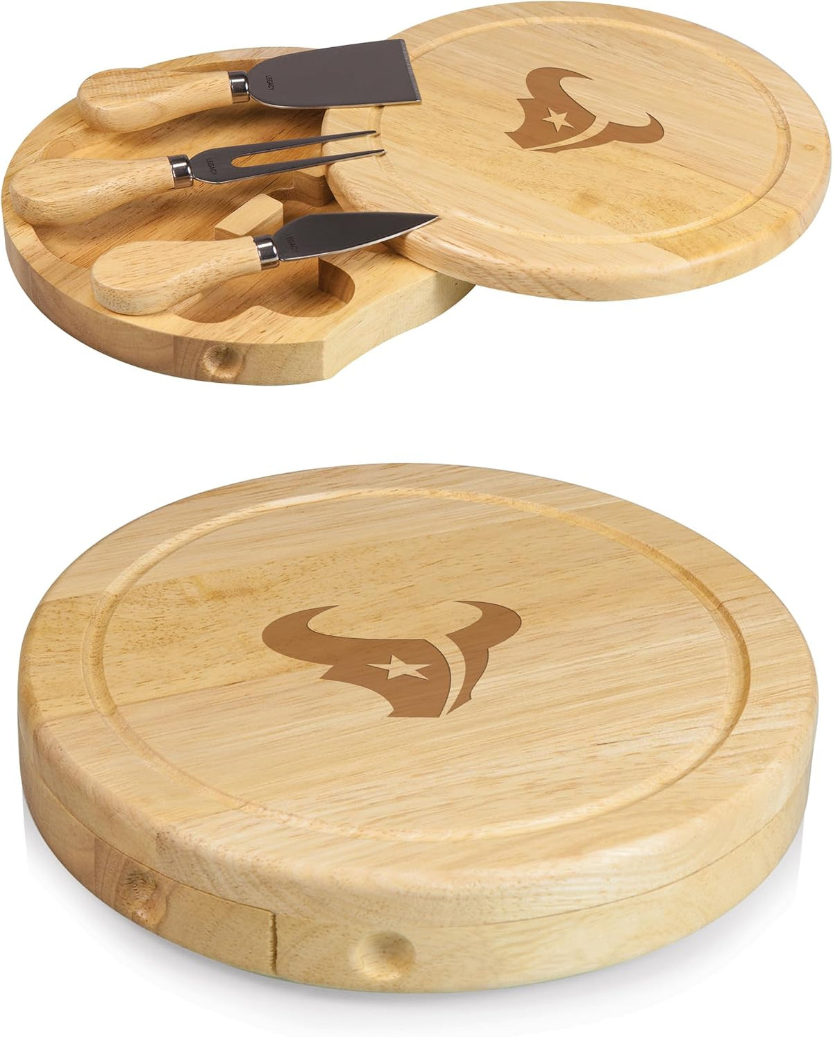 Picnic TIME NFL Brie Cheese Board and Knife Set - Charcuterie Board Set - Wood Cutting Board