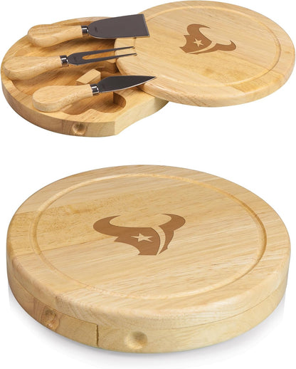 Picnic TIME NFL Brie Cheese Board and Knife Set - Charcuterie Board Set - Wood Cutting Board