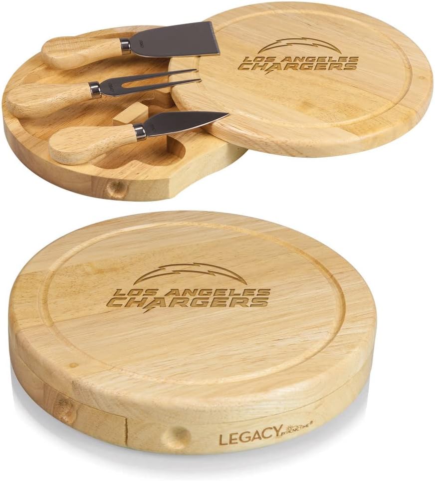 Picnic TIME NFL Brie Cheese Board and Knife Set - Charcuterie Board Set - Wood Cutting Board