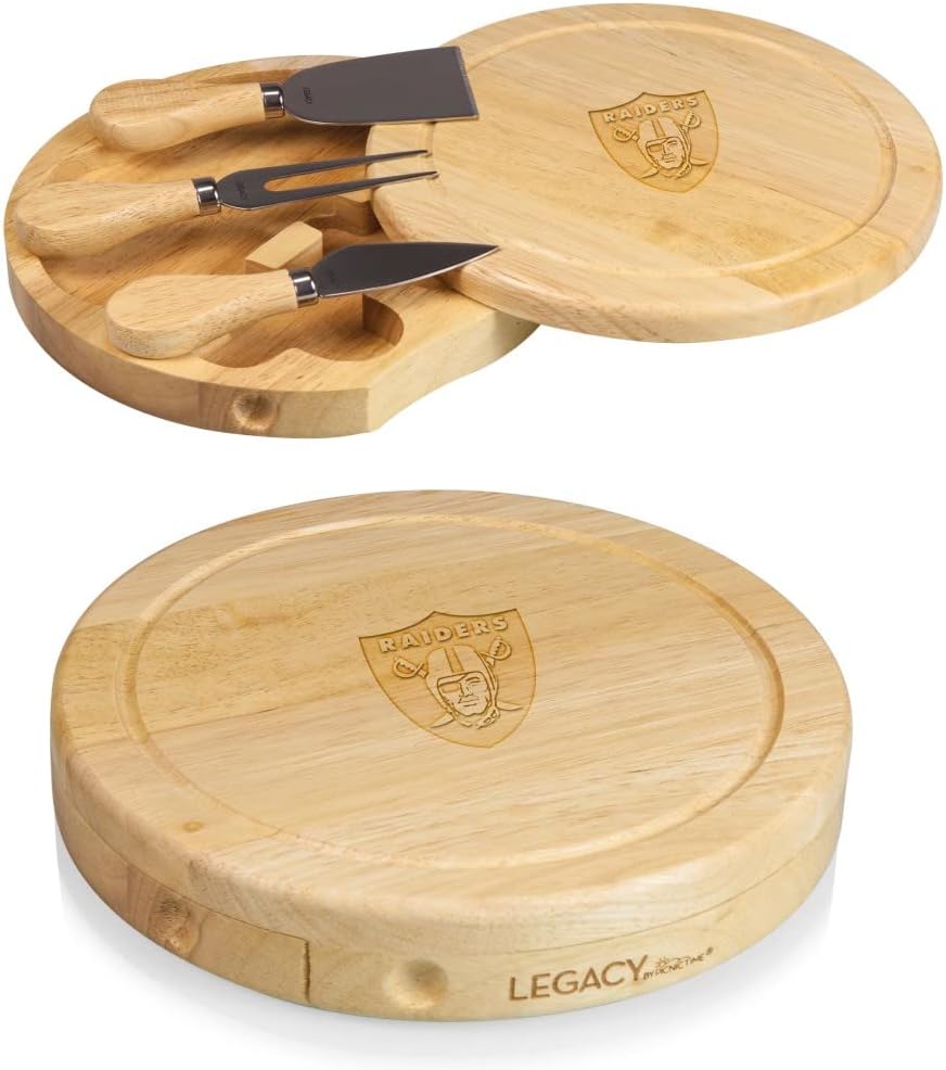Picnic TIME NFL Brie Cheese Board and Knife Set - Charcuterie Board Set - Wood Cutting Board