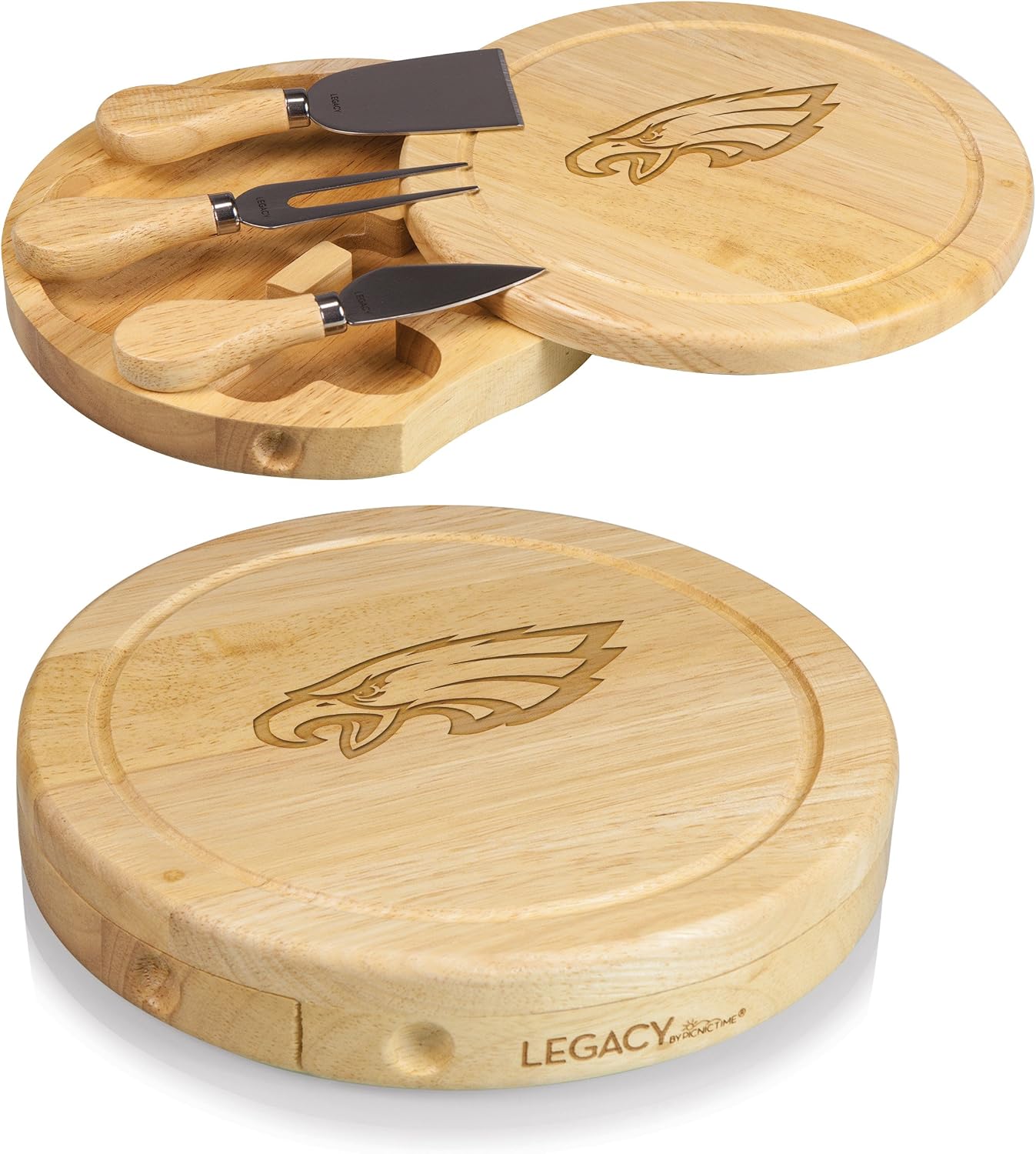 Picnic TIME NFL Brie Cheese Board and Knife Set - Charcuterie Board Set - Wood Cutting Board
