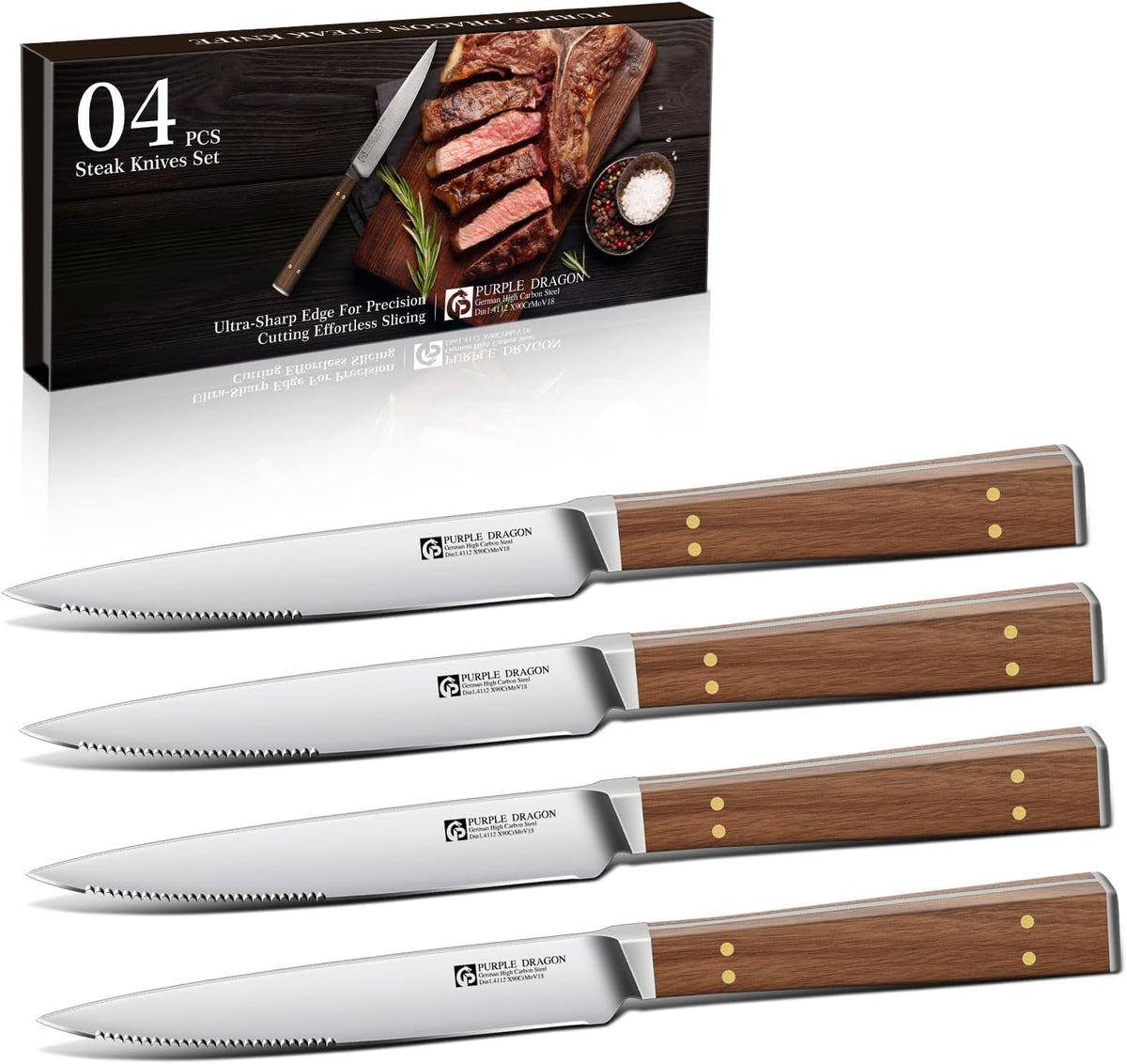 Damascus Knife Set - 3 PCS Kitchen Knife Set | Chef Knives 8 Inch, Santoku 7 Inch , Paring Knives 5 Inch, VG10 Steel Blade, Ergonomic Wooden Handle, Gift Box