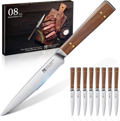 Damascus Knife Set - 3 PCS Kitchen Knife Set | Chef Knives 8 Inch, Santoku 7 Inch , Paring Knives 5 Inch, VG10 Steel Blade, Ergonomic Wooden Handle, Gift Box