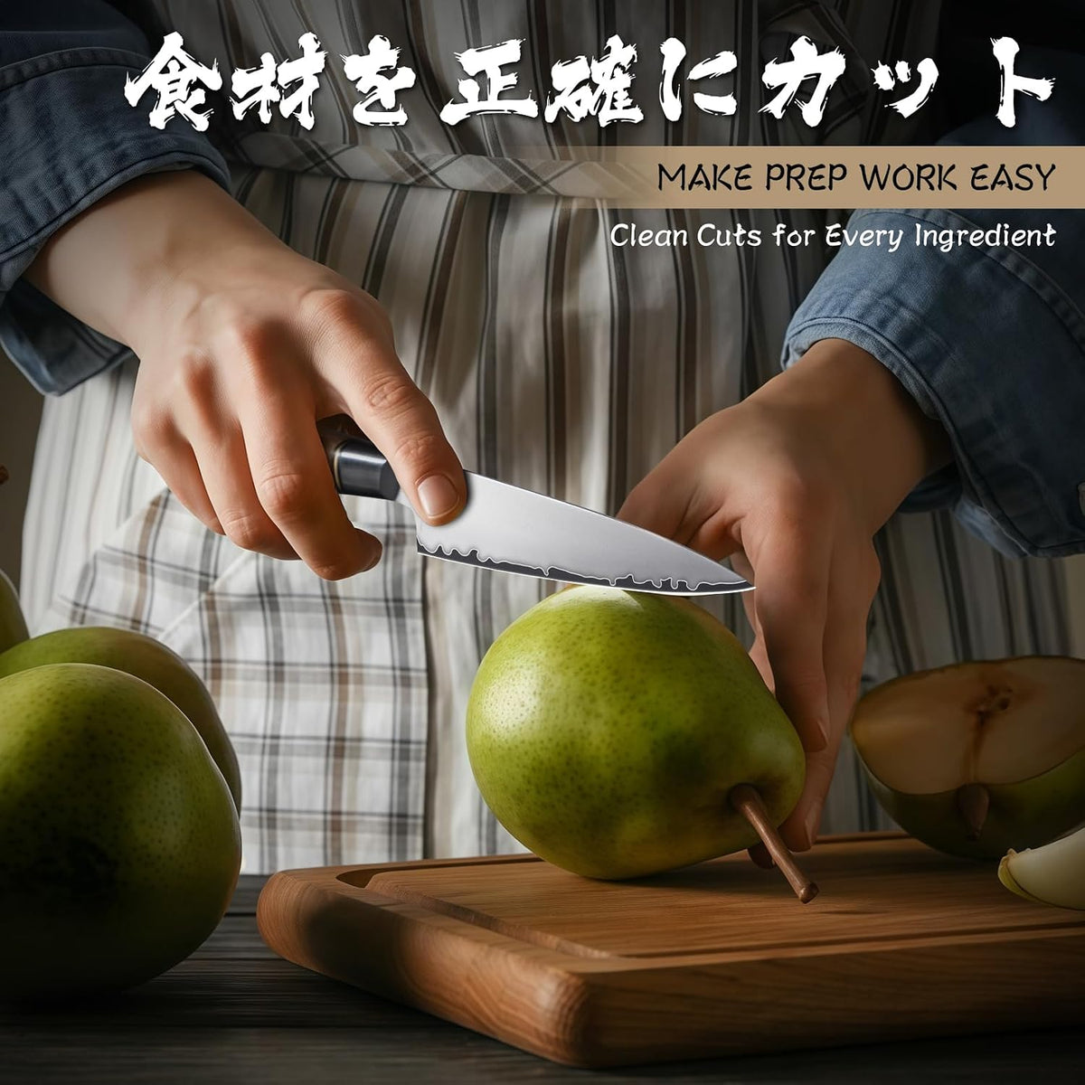 Damascus Knife Set - 3 PCS Kitchen Knife Set | Chef Knives 8 Inch, Santoku 7 Inch , Paring Knives 5 Inch, VG10 Steel Blade, Ergonomic Wooden Handle, Gift Box