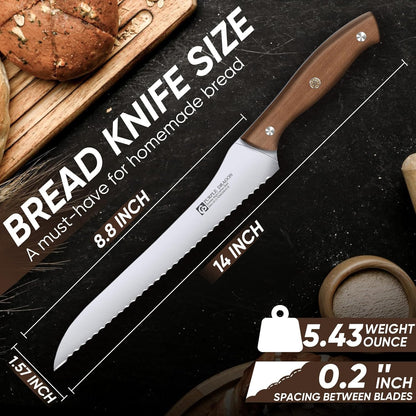 Damascus Knife Set - 3 PCS Kitchen Knife Set | Chef Knives 8 Inch, Santoku 7 Inch , Paring Knives 5 Inch, VG10 Steel Blade, Ergonomic Wooden Handle, Gift Box