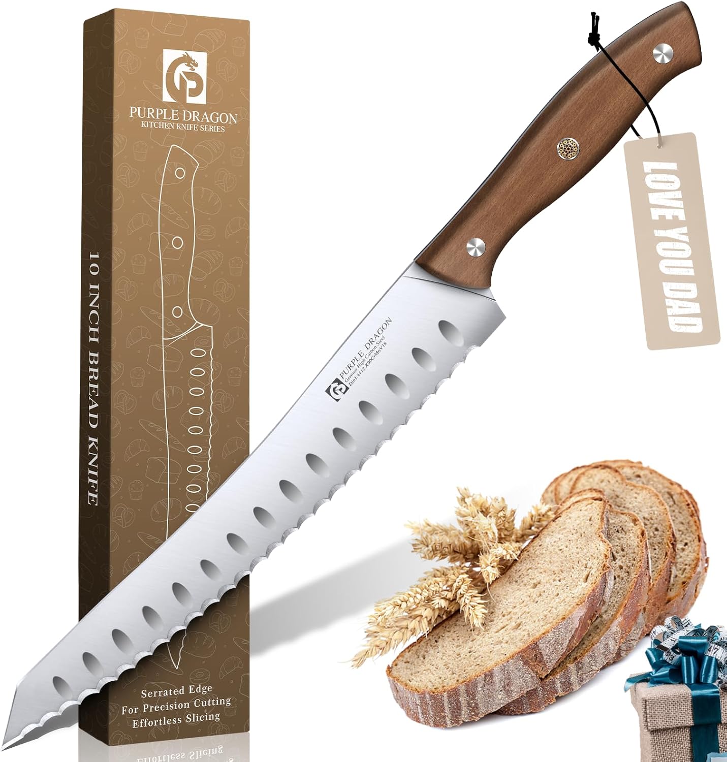 Damascus Knife Set - 3 PCS Kitchen Knife Set | Chef Knives 8 Inch, Santoku 7 Inch , Paring Knives 5 Inch, VG10 Steel Blade, Ergonomic Wooden Handle, Gift Box