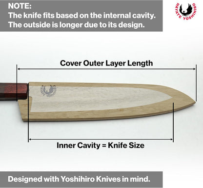 Yoshihiro Magnetic Oak Wood Saya Cover Blade Protector for Gyuto Knife 8.25 IN (210mm)