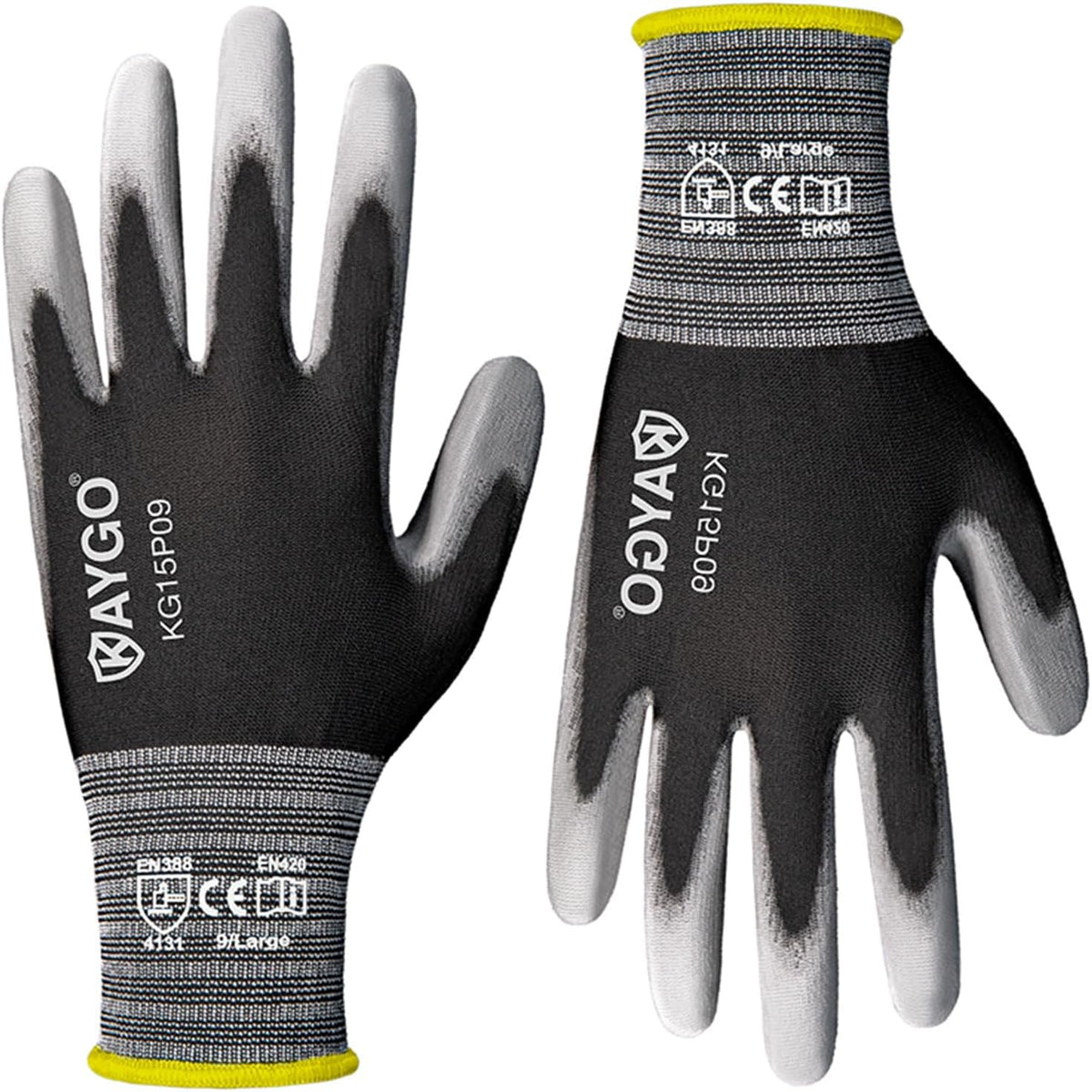 Ultra Thin PU Coated Work Gloves, Nylon Knit, KG15P, 12 Pairs | High Dexterity, Anti-Slip, Breathable & Lightweight, For Precision Handling, Warehouse, Diy, Auto Repair & Electronics