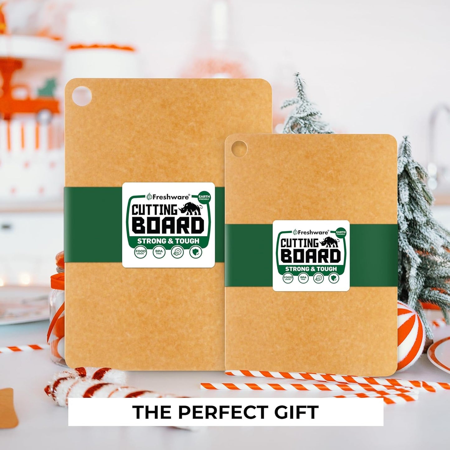 Wood Cutting Boards for Kitchen, Dishwasher Safe, Medium 12" x 9" and Large, 15" x 11.25", Set of 2, Natural