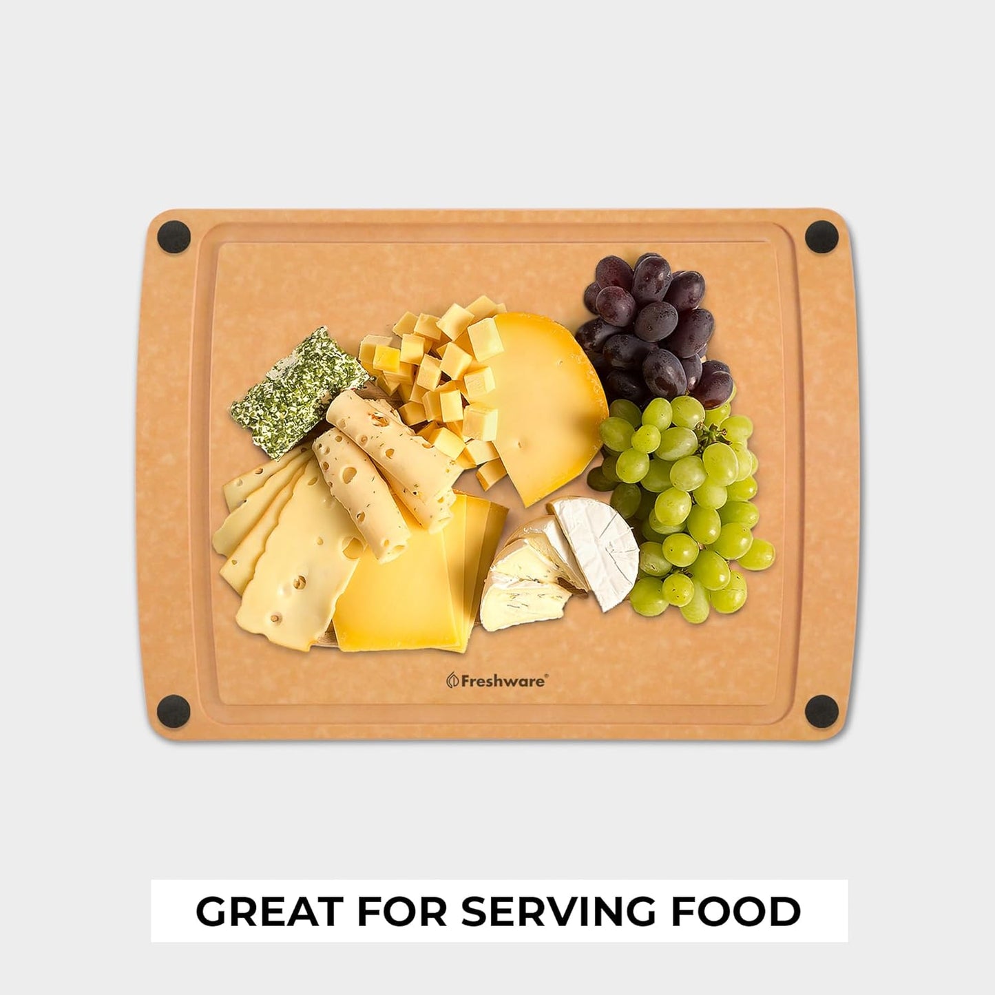 Wood Cutting Boards for Kitchen, Dishwasher Safe, Medium 12" x 9" and Large, 15" x 11.25", Set of 2, Natural
