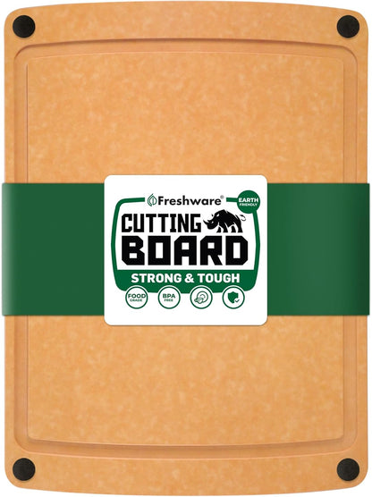 Wood Cutting Boards for Kitchen, Dishwasher Safe, Medium 12" x 9" and Large, 15" x 11.25", Set of 2, Natural