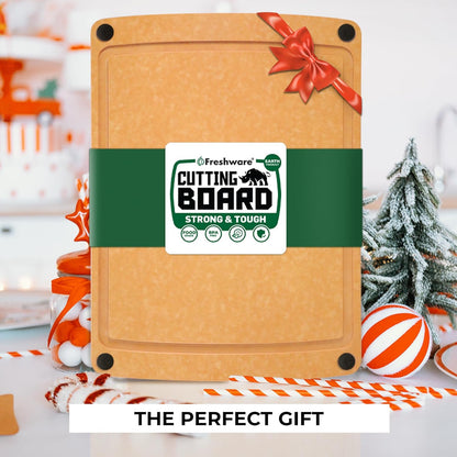 Wood Cutting Boards for Kitchen, Dishwasher Safe, Medium 12" x 9" and Large, 15" x 11.25", Set of 2, Natural