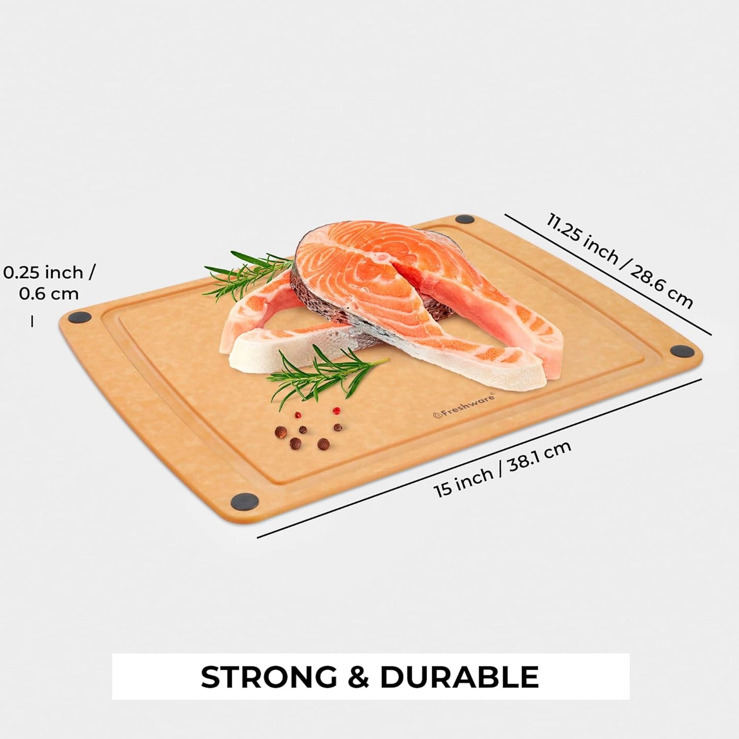 Wood Cutting Boards for Kitchen, Dishwasher Safe, Medium 12" x 9" and Large, 15" x 11.25", Set of 2, Natural
