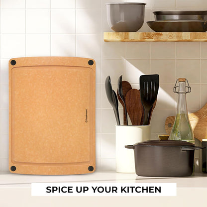 Wood Cutting Boards for Kitchen, Dishwasher Safe, Medium 12" x 9" and Large, 15" x 11.25", Set of 2, Natural