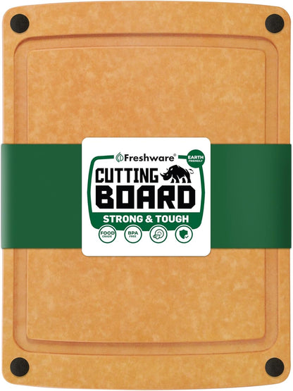 Wood Cutting Boards for Kitchen, Dishwasher Safe, Medium 12" x 9" and Large, 15" x 11.25", Set of 2, Natural