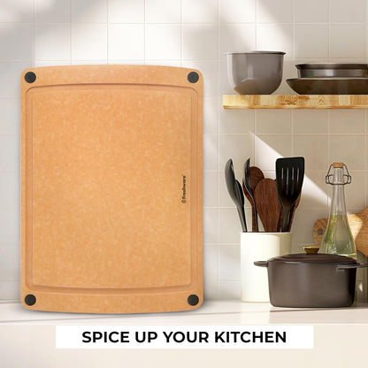 Wood Cutting Boards for Kitchen, Dishwasher Safe, Medium 12" x 9" and Large, 15" x 11.25", Set of 2, Natural
