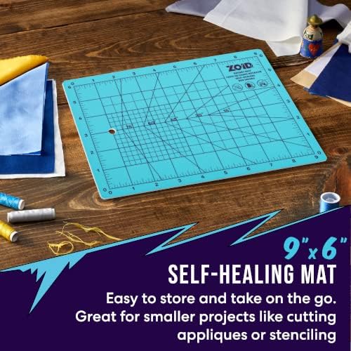 9" x 12" Self-Healing Cutting Mat, PVC Grid Mat, Crafting and Sewing Mat for Multiple Projects, Arts and Crafts, Silhouette Cutting, Cyan/Purple BP