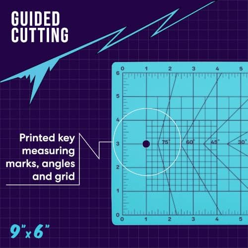 9" x 12" Self-Healing Cutting Mat, PVC Grid Mat, Crafting and Sewing Mat for Multiple Projects, Arts and Crafts, Silhouette Cutting, Cyan/Purple BP