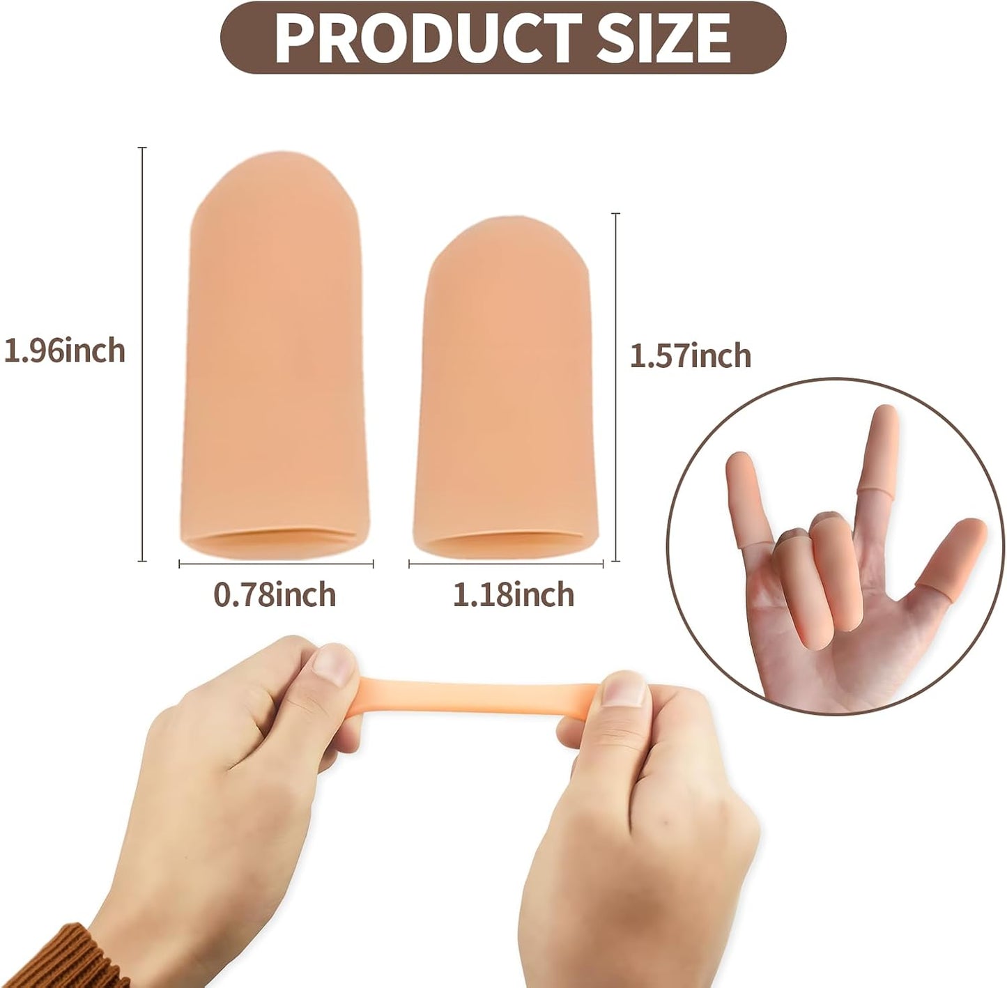 10PCS Silicone Finger Protectors Cots Thumb Protector - Waterproof Finger Protector for Cuts, Injuries & Crafting, Fingertip Protector Glove That Covers Thumb Finger Covers(Medium & Large, Nude)
