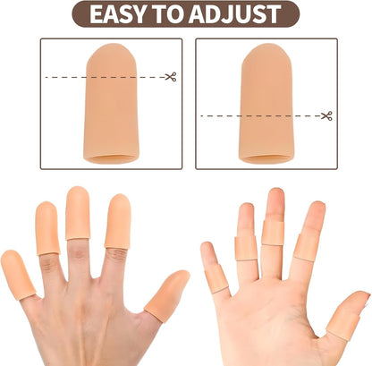 10PCS Silicone Finger Protectors Cots Thumb Protector - Waterproof Finger Protector for Cuts, Injuries & Crafting, Fingertip Protector Glove That Covers Thumb Finger Covers(Medium & Large, Nude)