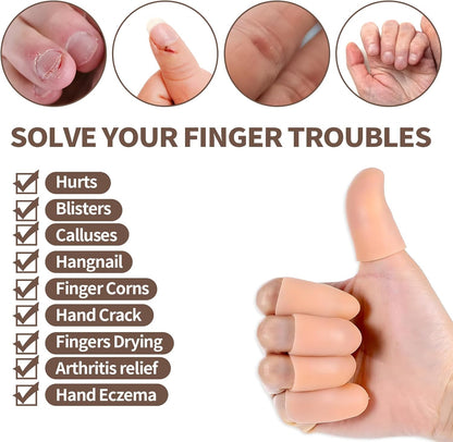 10PCS Silicone Finger Protectors Cots Thumb Protector - Waterproof Finger Protector for Cuts, Injuries & Crafting, Fingertip Protector Glove That Covers Thumb Finger Covers(Medium & Large, Nude)