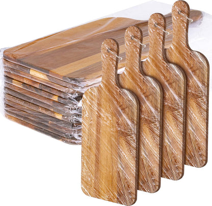 12 Packs Acacia Wooden Cutting Board Set with Handles Large 15 x 7 Inch Kitchen Serving Plain Chopping Board Bulk Gifts for Christmas Vegetables Meat Pizza Cheese Fruit Bread