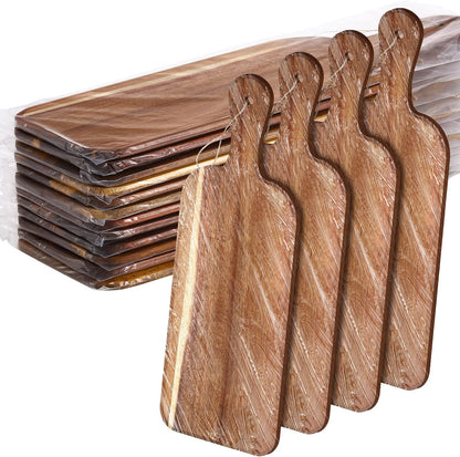 12 Packs Acacia Wooden Cutting Board Set with Handles Large 15 x 7 Inch Kitchen Serving Plain Chopping Board Bulk Gifts for Christmas Vegetables Meat Pizza Cheese Fruit Bread