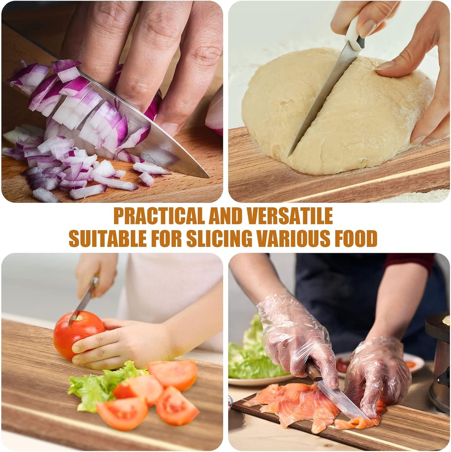 12 Packs Acacia Wooden Cutting Board Set with Handles Large 15 x 7 Inch Kitchen Serving Plain Chopping Board Bulk Gifts for Christmas Vegetables Meat Pizza Cheese Fruit Bread