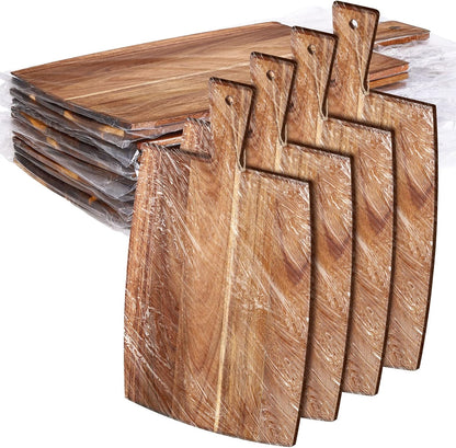 12 Packs Acacia Wooden Cutting Board Set with Handles Large 15 x 7 Inch Kitchen Serving Plain Chopping Board Bulk Gifts for Christmas Vegetables Meat Pizza Cheese Fruit Bread