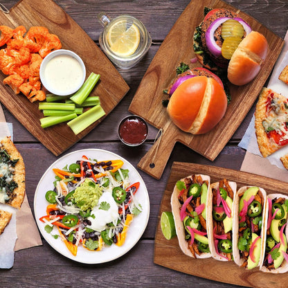 12 Packs Acacia Wooden Cutting Board Set with Handles Large 15 x 7 Inch Kitchen Serving Plain Chopping Board Bulk Gifts for Christmas Vegetables Meat Pizza Cheese Fruit Bread